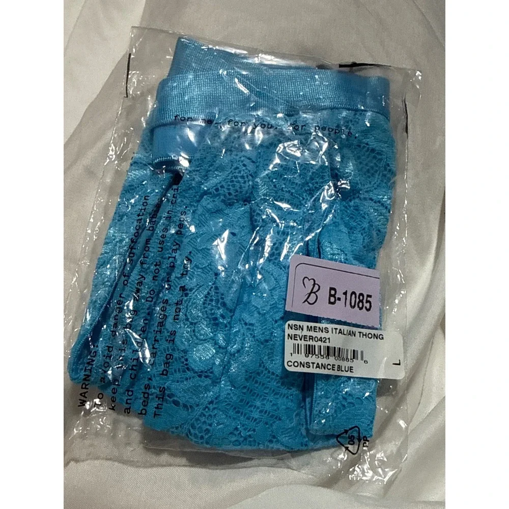 Cosabella Italian Lace Men's Thong Constance Blue Size‎ L